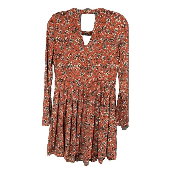 Nectar Clothing Red Floral Long Sleeve Midi Dress Size Small EUC - Picture 2 of 12